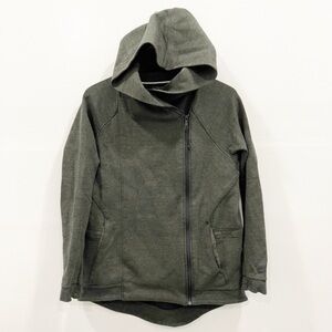 Nike Tech Fleece Cape Jacket Olive Green Hooded Sportswear Asymmetrical Zip M